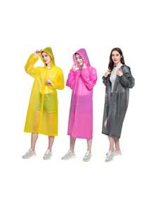 1pc Adult Raincoat, Fashionable Thick EVA Outdoor Travel Lightweight Open Poncho Rainwear