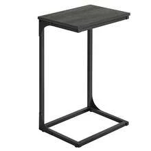 C-Shaped Side Table, Bedside Table, Sofa Side Table, With Metal Frame, Industrial, For Living Room, Bedroom, Misty Grey And Ink Black - Grey - View 6