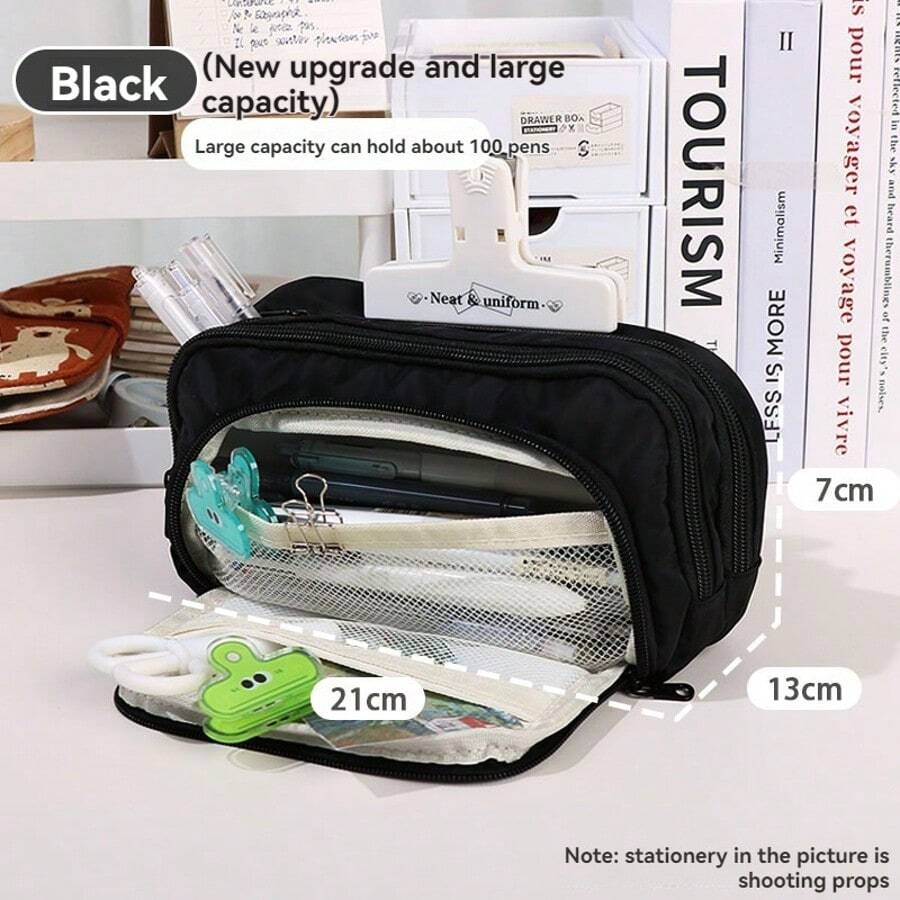 Tikplus Large Capacity Pencil Case, Big Pencil Box With 4 Compartments, Lightweight Zipper Pencil Bag, Suitable For Girls, Teens, Stationery Storage Bag, Cosmetic Bag, Suitable For Women And Men,For School Supplies,Back To School - Multicolor - View 1