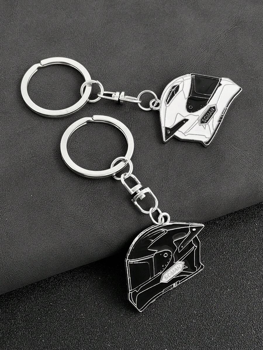 1pc New Motorcycle Safety Helmet Model, Alloy Motorcycle Helmet Decoration Accessory Keychain, Perfect Small Gift For Men - Multicolor - View 1