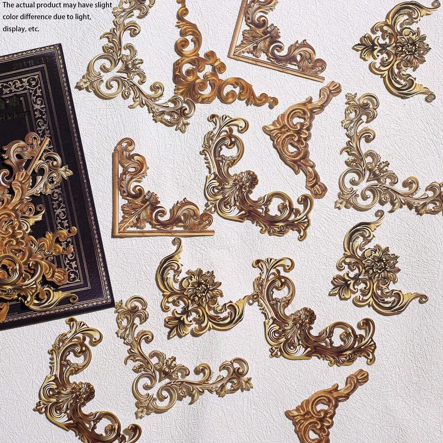 24 peças de adesivos de canto para scrapbook, material de papel para scrapbooking, arte, colagem, papelaria, planejador, decoração, diário, adesivos de lixo