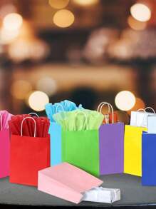 Colorful Gift Bags, 8 Color Party Favor Bags With Handles For Weddings, Birthdays, Party Supplies And Gifts Rainbow