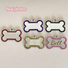 Custom Dog Tags Pendant, Personalised Cat Dog Puppy Pet ID Name Pendants, Collar Tag Pendant Pet Accessories Bone Glitter Pendant, Perfect Gift For Your Pet