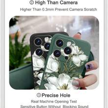 液态硅胶优雅玉兰花图案防震全包时尚手机壳 - 綠色 - 查看 5