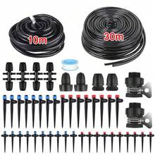 131FT 40M Drip Irrigation Kit Garden Plants Self Watering System Drip Irrigation Kits For Plants Quick-Connect Fitting Tube Adjustable Drip Emitters Misting Sprinkler For Flower Bed Raised Bed Greenhouse Lawn - 黑色 - 查看 4