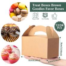 24/12/6pcs Brown Paper Bags With Handles And Lids, DIY Handmade Gift Box, Cube, Cupcake, Outdoor, Wedding, Birthday Party, Ideal For Fun Celebrations
