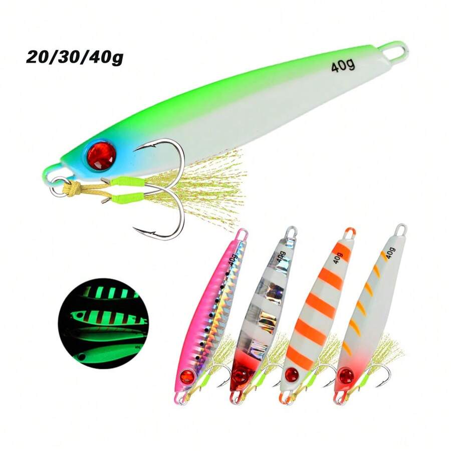طعم صيد سمك معدني، عيون مطبوعة ثلاثية الأبعاد، غاطسة بسرعة، للصيد من الشاطئ في المياه المالحة، جسم من الرصاص، عاكس للأشعة فوق البنفسجية، خطاف حاد، أوزان متعددة (20 جرام / 30 جرام / 40 جرام) - مثالي لعيد الشكر وعيد الميلاد وعيد الهالوين والعام الجديد وعيد الأجداد