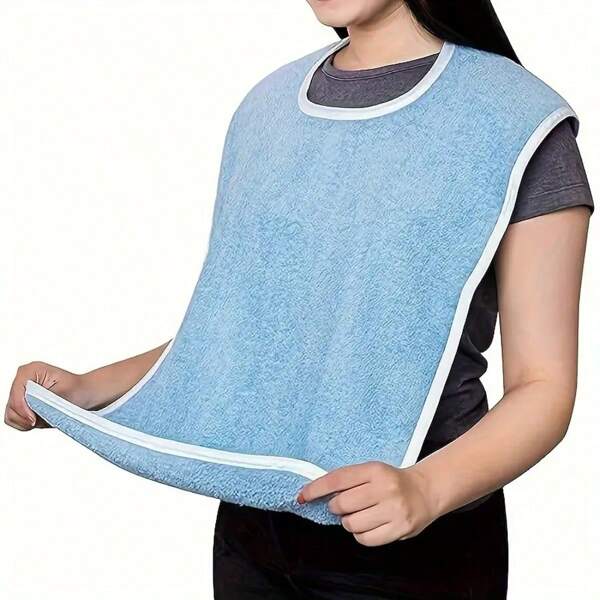 1pc Soft Terry Cloth Bib, Adult Neutral Neck Scarf Dining Bibs, Drool Towel Washable For The Elderly