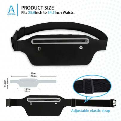 AiScrofa 女士腰包，男士纤薄腰包，防水跑步腰包，兼容和Galaxy手机，带口袋，跑步收纳袋，适合健身、运动、跑步、健身房、徒步、骑行、散步等场合。