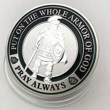 1pc Collectible Edition Armor Of God Challenge Coin - Inspirational Prayer Commemorative Coin, Perfect Creative Gift To Inspire Inspiration And Faith, Perfect For Golf Markers And Playing Card Protectors, Suitable For Holiday Party Gifts, Christmas - Silvery - View 8
