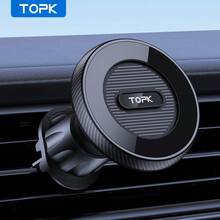 TOPK Magnetic Car Phone Mount , Powerful Magnetism Premium Quality Support Single-Hand Operation Metal Hook Magnetic Car Phone Holder Compatible With IPhone 17 16 15 14 13 12 Pro Max Plus - Black - View 2