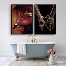 2 Pcs Framed, Black Couple Posters, Love Canvas Prints, Valentine's Day Decor, Romantic Canvas Wall Arts, Artwork Wall Painting For Gift, For Perfect Housewarming Gift For Newlyweds, Wife, Wedding Or Anniversary, Valentine Day Gifts Birthday Graduation