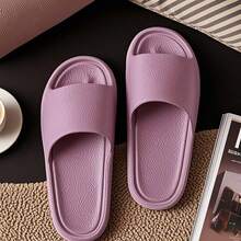Minimalist Leather INS Style Lightweight, Comfortable And Soft EVA Slippers For Home, Bathroom, Outdoor And As Guest Slippers. Soft, Lightweight And Slip-On Design, Suitable For Outdoor Shopping And Beach Wear. Unisex Classic Solid Color Slippers (Recommend Sizing Up For Wide Feet Users) - View 5