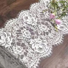 36cm*100cm, 36cm*180cm, 36cm*270cm French Romantic Embroidery Lace Table Runner, Elegant Lace Floral Tablecloth For Dining Table, TV Stand, Piano Cover, Holiday Party Wedding Decoration