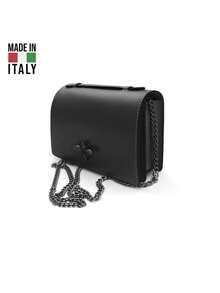 Women's Shoulder Bag. Made In Italy. Made Of Genuine Leather. Travel, Business Trip, Vacation, Work, Commuting, Light Luxury Style. Y2k. Retro, Fashionable, Popular. Lightweight. Versatile. Multiple Colors Available. - Black - View 2