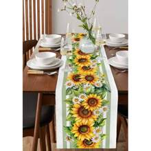 Summer Sunflower Table Flag, Green And Yellow Elements Are Matched To Give People A Refreshing And Relaxing Feeling, Used For Desktop Decoration