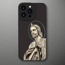 Full Protection TPU Anti-Drop Case With Black Religious Pattern For Apple Models 6 To 16 Pro Max - Multicolor - View 1