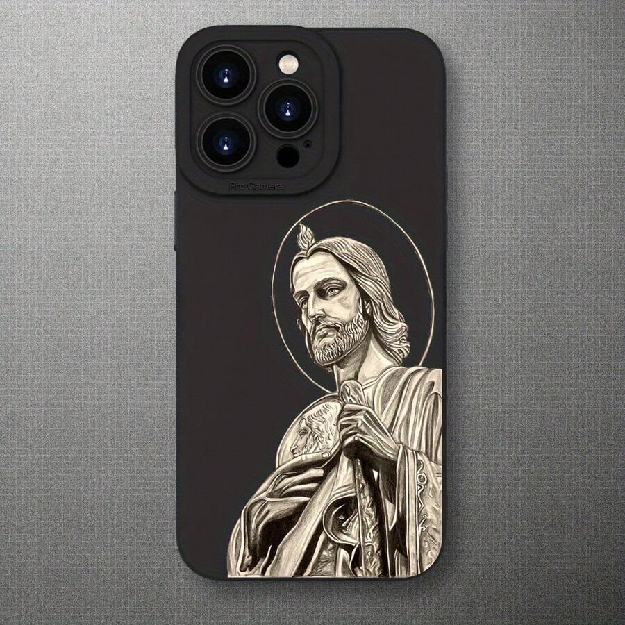 Full Protection TPU Anti-Drop Case With Black Religious Pattern For Apple Models 6 To 16 Pro Max - Multicolor - View 1