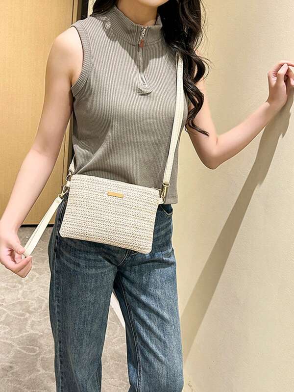 2025 New Handwoven Shoulder & Crossbody Bag, Straw Clutch Bag For Women, Niche Brand