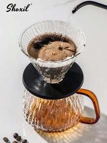 shoxil Juego de cafetera de filtro de goteo, cartucho de vidrio de borosilicato de alta calidad y filtro de café de vidrio, cafetera manual para el hogar, camping, exteriores - Herramienta de café - Ver 4