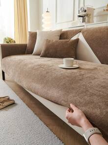 1pc All Season Sofa Cushion Cover, Modern Minimalist Non-Slip Sofa Seat Protector, Dust-Proof And Washable Sofa Slipcover, Brown Soft And Fade-Resistant, Pet-Friendly, Fits L-Shaped And 1/2/3/4 Seater Sofas For Bedroom, Office, Living Room - Brown - View 6