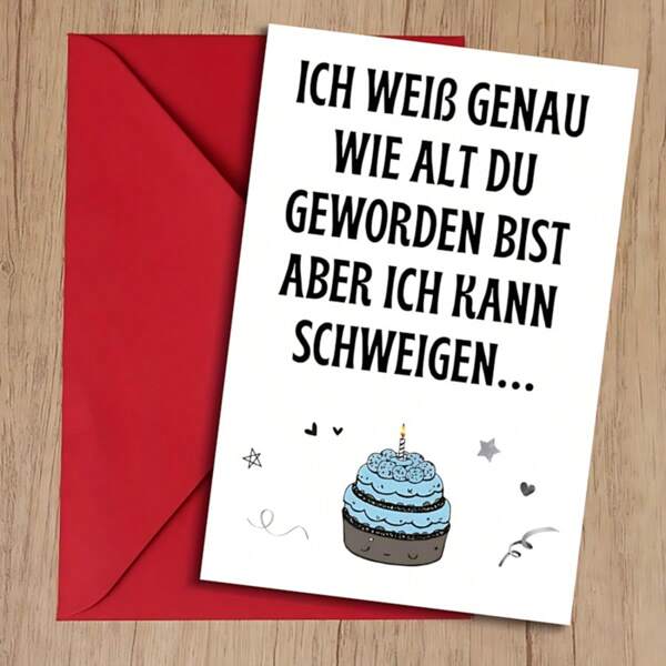 1pc German Birthday Greeting Card - "Ich Weib Genaue" Humorous Design, Premium Thick Paper, Ideal For Family & Friends, Personalized Wishes For A Memorable Celebration, Festive Stationery|Celebratory Greeting Card|Quality Paper Card, School Supplies,Back To School