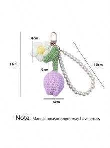 1pc Keychain Handmade Weaving Cute Tulip Flower Keychains Gift For Car Keys Bag Wallet Purse Women Girls,Woven Puff Flower Mobile Phone Bag Pendant Car Accessories Bag Charm School