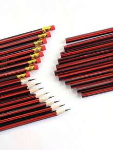 10/30/50pcs Classic Red & Black Pencils, Student Award Sketch Pencils, Learning Stationery With Eraser, School HB Pencils, Office Supplies, School Supplies, Back To School Gifts, School Office Stationery, Student Stationery