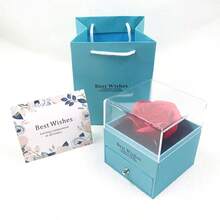 1pc Rose Flower Black Gift Box, Acrylic Jewelry Box For Necklace & Earring Set - Multicolor - View 9