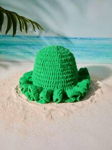 Tropiscape 1pc Women's Fashion Solid Color Versatile Handmade Crochet Wavy Brim Knit Beanie, Suitable For Autumn/Winter Warmth And Daily Wear Autumn Winter Gifts - Multicolor - View 15