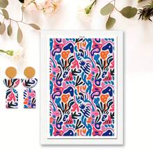 1pc Ultra-Light Water Transfer Paper With Colorful Flower Patterns – Perfect For DIY Ceramic Earrings, Jewelry & Polymer Clay Crafts, Blue & White Checkered Design, Craft Transfer Paper | Tropical Design | Intricate Designs - Multicolor - View 10