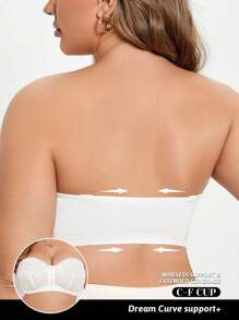 Soutien-gorge avec fermeture devant en dentelle et empiècement, grande taille pour femmes. Soutien-gorge matelassé sans fil, doux et confortable, livré avec des bretelles transparentes
