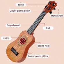Brinquedo de guitarra mini ukulele infantil - instrumento musical portátil, brinquedo musical de aprendizagem precoce para crianças em idade pré-escolar de 3 a 5 anos, presente para iniciantes em ukulele para meninos e meninas a partir de 3 anos (cor aleatória)