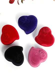 Heart & Flower Romantic Ring & Earring Jewelry Set, Gift Box Packaging For Holidays And Occasions - Multicolor - View 3