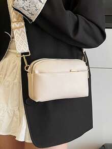 Minimalist Simple Crossbody Bag, Fashion PU Shoulder Bag, Ladies Casual Handbag And Wallet Set - White - View 4