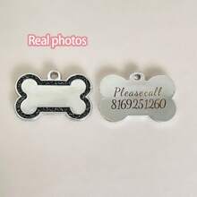 Custom Dog Tags Pendant, Personalised Cat Dog Puppy Pet ID Name Pendants, Collar Tag Pendant Pet Accessories Bone Glitter Pendant, Perfect Gift For Your Pet