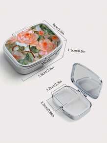 Caja de píldoras de metal color oro rosa - Diseño portátil cuadrado de doble compartimento, de uso dual para joyas y medicamentos, opción de regalo ideal para días festivos