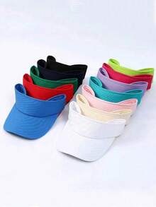 1pc Adjustable Men's Universal Solid Color Sun Visor Sport Golf Tennis Breathable Cap Solid Color Summer Sun Hat Empty Top Hat, Ideal Choice For Gifts (Brim Line Random Number)