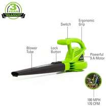 Greenworks 9 Amp (170 Cfm /180 Mph) Corded Electric Leaf Blower 2401502 - default - View 2