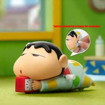 Cajita sorpresa con juguetes a cuerda de Shin Chan que no quiere levantarse, se arrastra, son juguetes de cuerda, cajas ciegas, juguetes, juguetes móviles, figuras, decoraciones, regalos perfectos para fiestas, reloj de cuerda, migraña