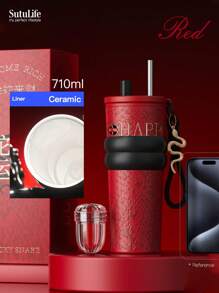 Vaso aislado de gran capacidad de 500ml/700ml/710ml - Taza de café de acero inoxidable con tapa, vaso de viaje para bebidas calientes y frías, compatible con portavasos de coche, material, tapa con orificio y portaboquillas, banda de silicona antideslizante, portátil y duradero para uso en exteriores, campamento, oficina, como regalo de botella de agua para la novia, estudiante, vuelta al cole del chico