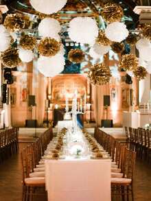 9 piezas de bolas de flor de papel multicolor, pompones de tejido para decoración de pared para fiesta de cumpleaños, ceremonia de boda, decoración de fondo de fiesta - Dorado - Ver 3