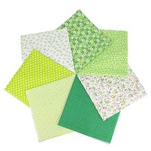 Bộ 7 mảnh vải cotton dùng để tự làm đồ thủ công chắp vá, vải vụn, thích hợp cho việc tự làm đồ chắp vá, may chăn, gối chắp vá, v.v. - màu xanh lá - Xem 2