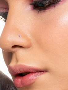 CIZME 1PC Nose Rings Studs Nose Studs Nose Rings, 18G 7mm Stainless Steel Cute Nostril Nose Piercing Jewelry Nose Screw Studs Nose Studs For Women, Pink CZ Round Square Star Heart CZ Bone Screw L Shaped Nose Studs - Nose Stud - View 3