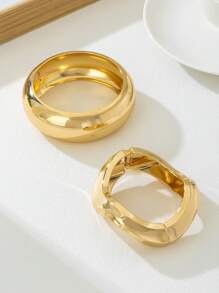 2 pièces Set de bracelets jonc dorés ronds luxueux et , convenant aux femmes, applicable pour soirée, rendez-vous, rassemblement et cadeaux de fête