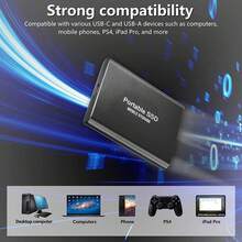 2TB Portable External Hard Drive With USB 3.1 & Type-C, High-Speed Data Transfer, Ultra-Light & Compact Design, Compatible With PC, , Chromebook - Sleek Black, Multifunctional Storage | Modern Look | Durable Construction, Portable Storage - màu đen - Xem 4
