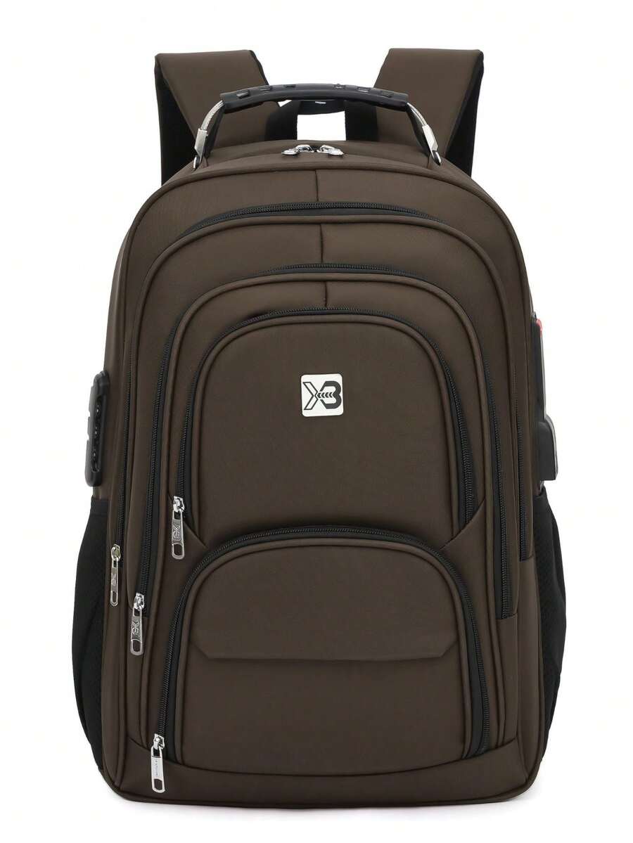 XIAOBANG Waterproof Executive School Notebook Backpack Resistant Reinforced Stitching USB Aux Cable Headphone - Marrón - Ver 1