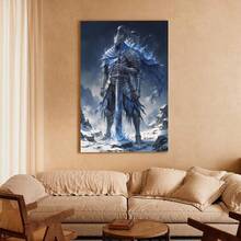 1pc Framed Canvas Poster, Dark Souls, Knight, Fantasy-Dark-Art Wall Art Canvas Paintings, Ideal Gift For Bedroom Living Room Corridor, Wall Art, Wall Decor, Room Decoration - Multicolor - View 2