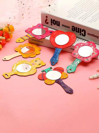 12个迷你木质涂鸦镜 - 为创意灵魂打造的手工装饰品 - 独特的DIY绘画艺术项目，个性化礼物