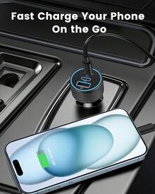 , 3-Port 67W Dual USB-C & USB-A Car Power AdapterMax, PD/QC Fast Charging Cigarette Lighter For IPhone 16/15/14/13/12/11/Pro  222